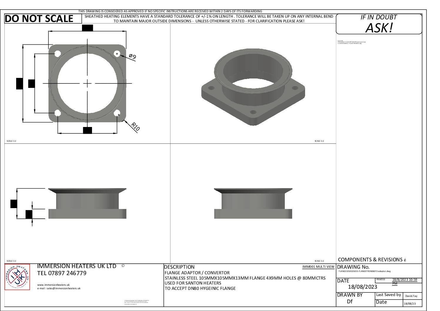 4 Bolt Flanged Immersion Heater